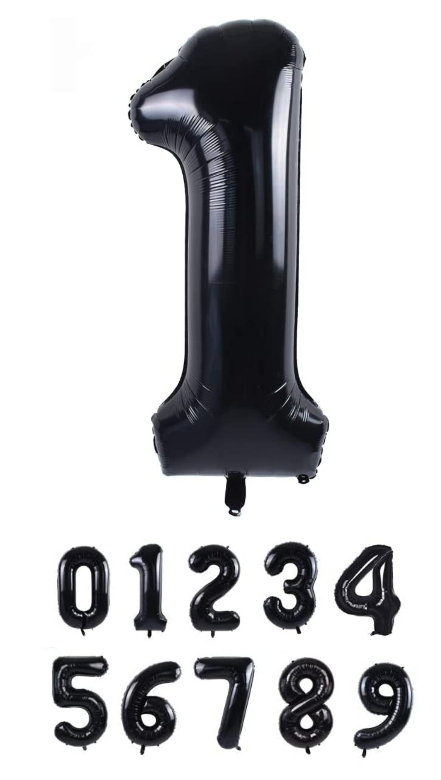 40 Inch Black Numbered 0-9 Balloons For Birthdays, Parties and Anniversaries. Large Foil Inflatable Balloons - Virtuenity