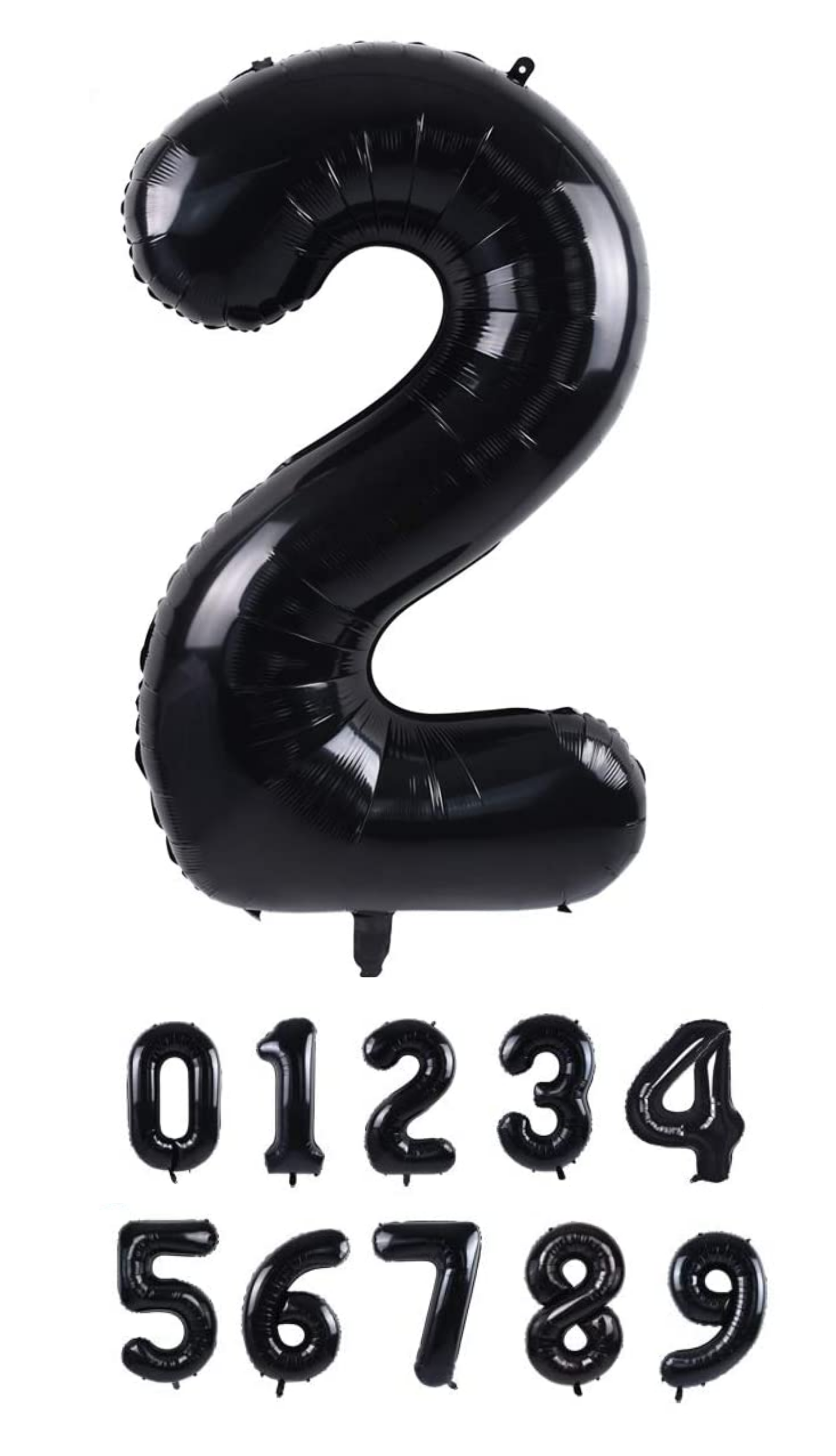 40 Inch Black Numbered 0-9 Balloons For Birthdays, Parties and Anniversaries. Large Foil Inflatable Balloons - Virtuenity