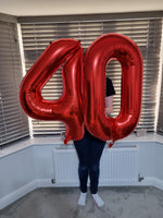 40 Inch Red Numbered 0-9 Balloons For Birthdays, Parties and Anniversaries. Large Foil Inflatable Balloons - Virtuenity