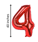 40 Inch Red Numbered 0-9 Balloons For Birthdays, Parties and Anniversaries. Large Foil Inflatable Balloons - Virtuenity