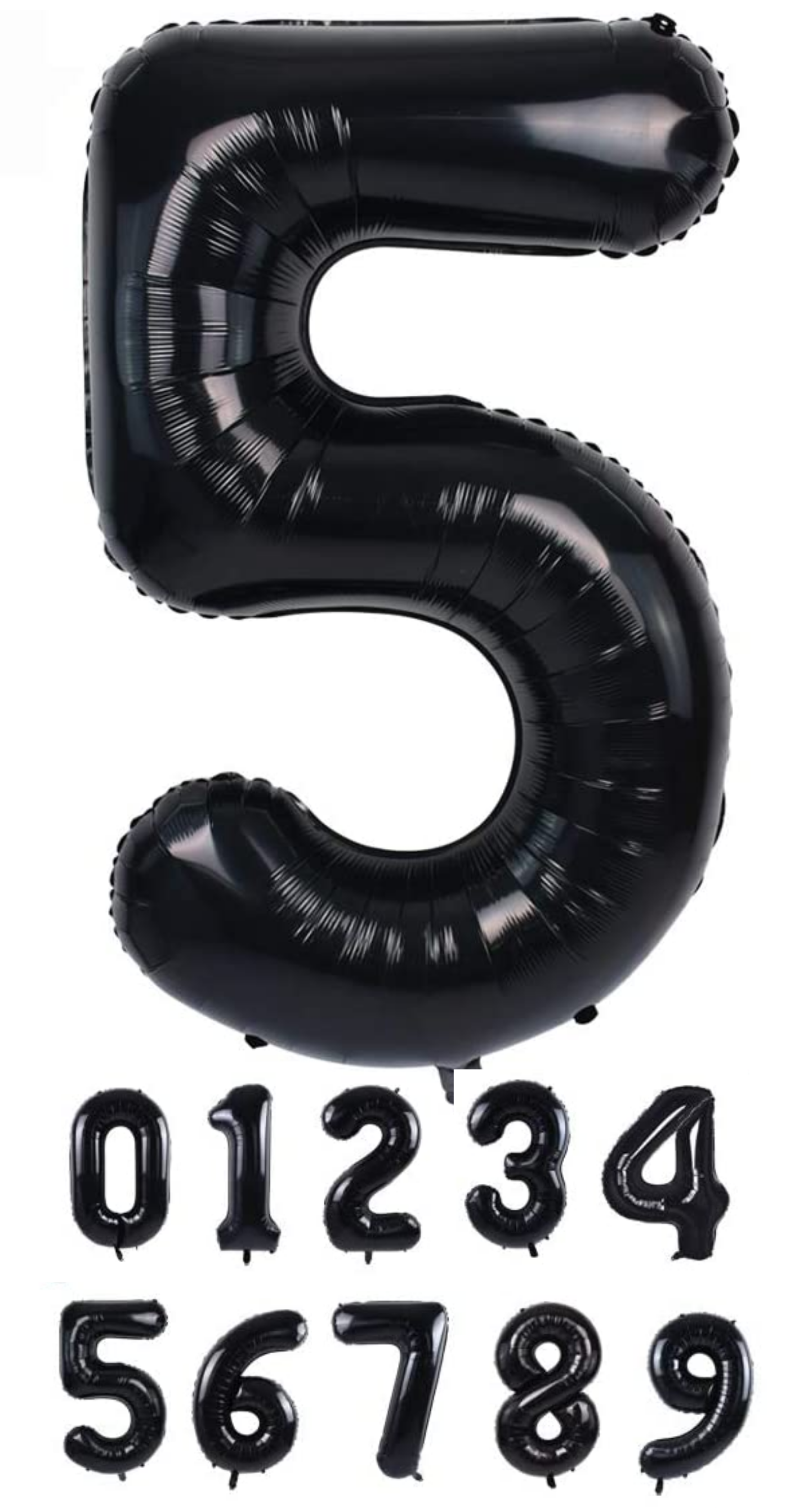 40 Inch Black Numbered 0-9 Balloons For Birthdays, Parties and Anniversaries. Large Foil Inflatable Balloons - Virtuenity