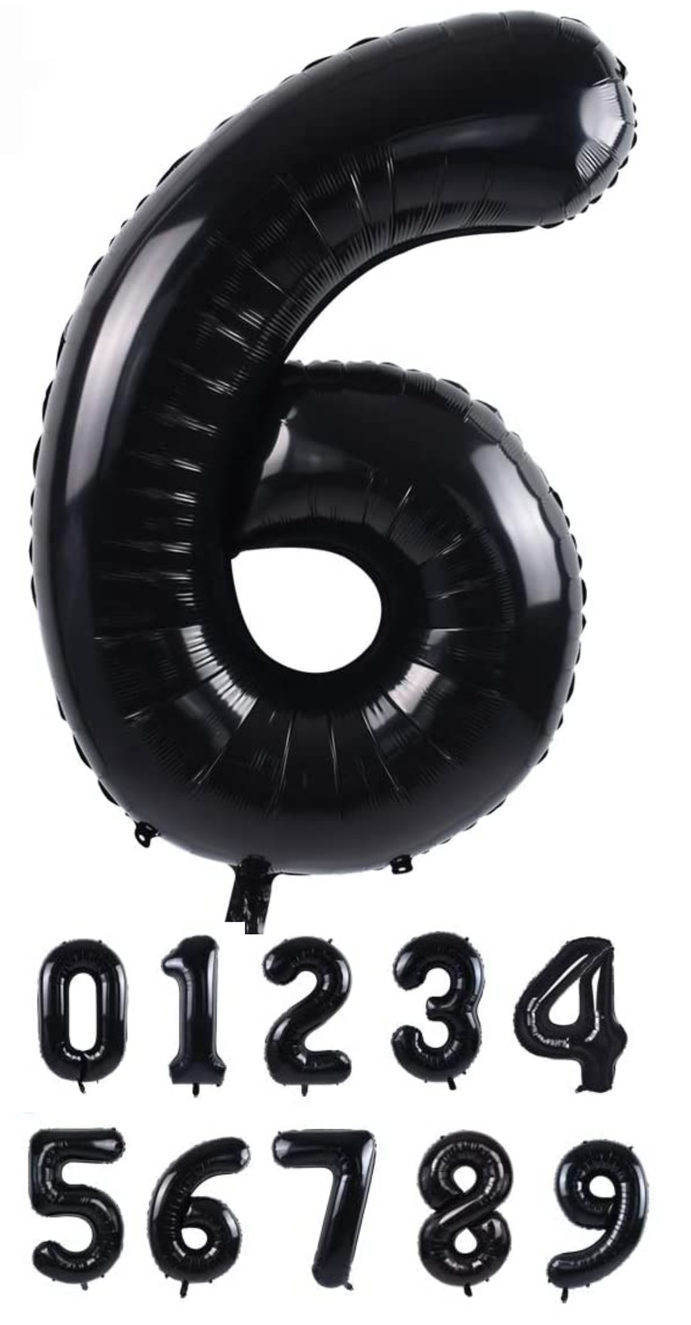 40 Inch Black Numbered 0-9 Balloons For Birthdays, Parties and Anniversaries. Large Foil Inflatable Balloons - Virtuenity