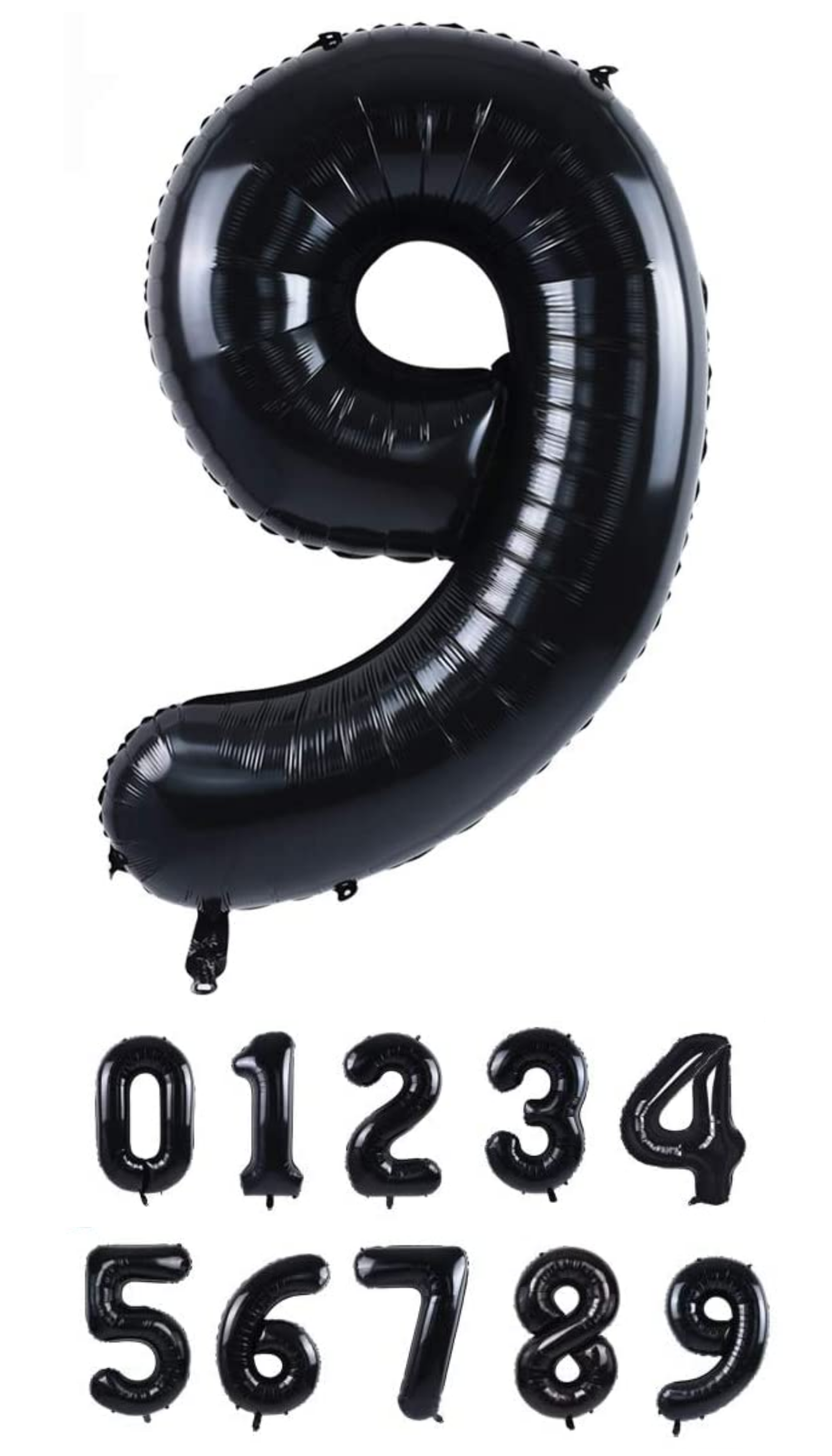 40 Inch Black Numbered 0-9 Balloons For Birthdays, Parties and Anniversaries. Large Foil Inflatable Balloons - Virtuenity