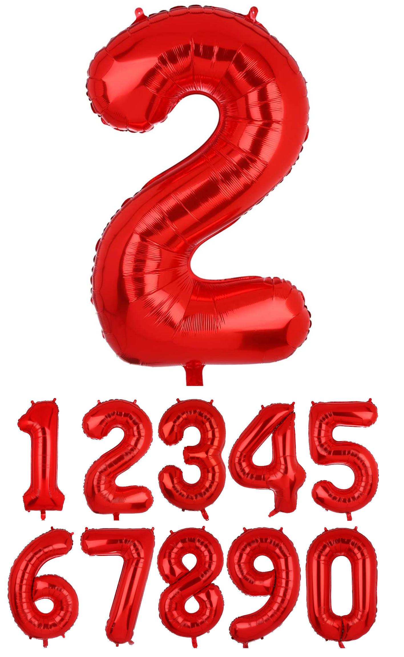 40 Inch Red Numbered 0-9 Balloons For Birthdays, Parties and Anniversaries. Large Foil Inflatable Balloons - Virtuenity