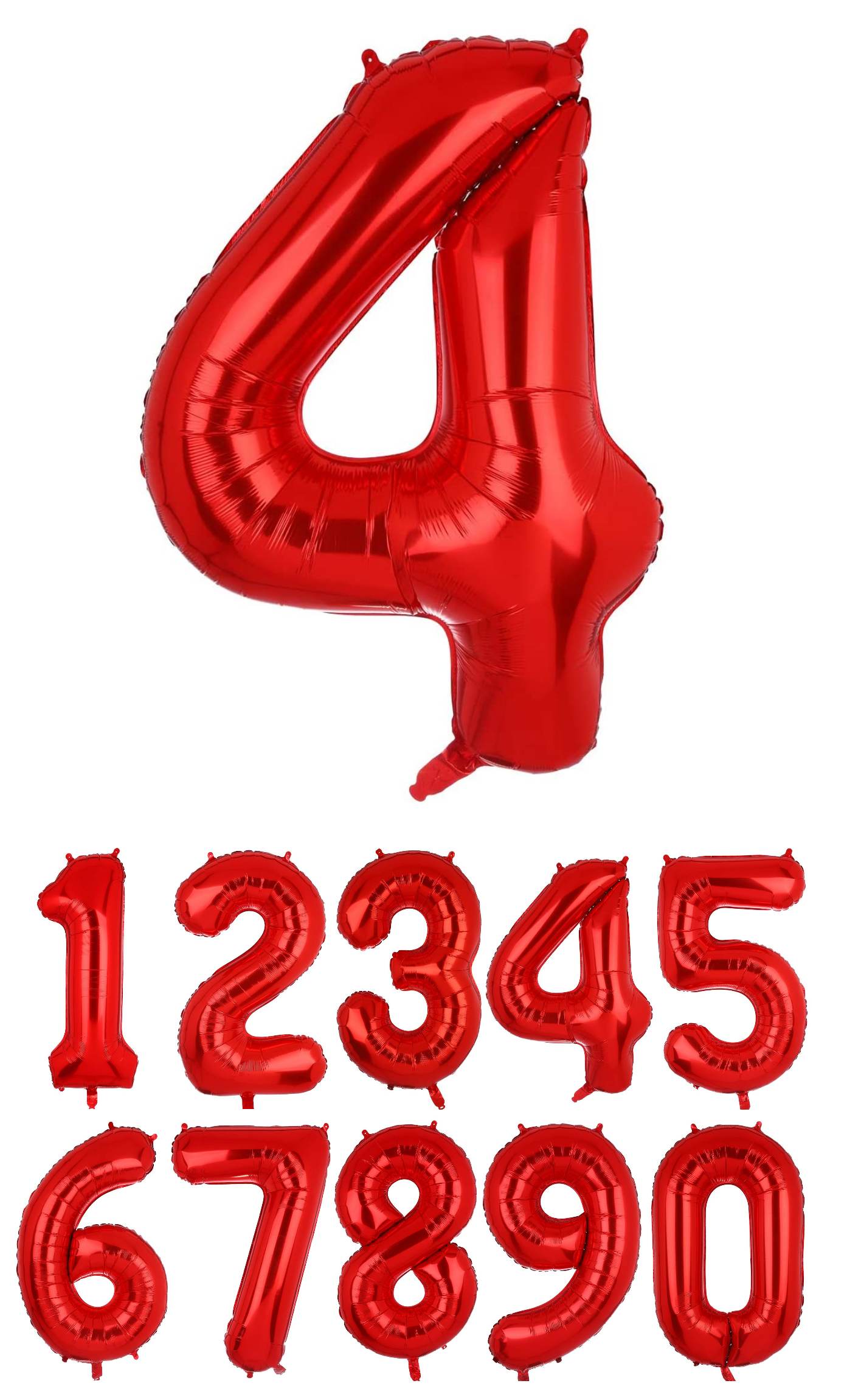 40 Inch Red Numbered 0-9 Balloons For Birthdays, Parties and Anniversaries. Large Foil Inflatable Balloons - Virtuenity