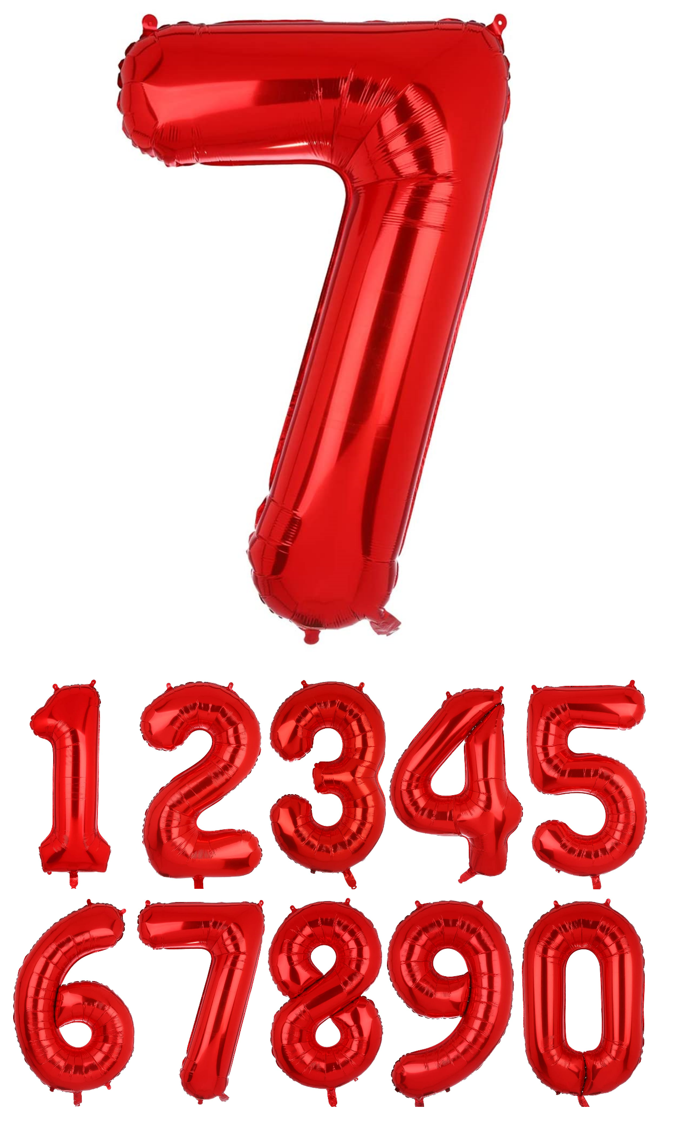 40 Inch Red Numbered 0-9 Balloons For Birthdays, Parties and Anniversaries. Large Foil Inflatable Balloons - Virtuenity