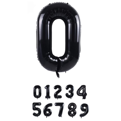 40 Inch Black Numbered 0-9 Balloons For Birthdays, Parties and Anniversaries. Large Foil Inflatable Balloons - Virtuenity