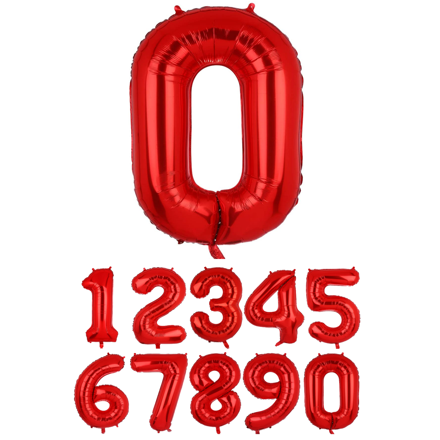 40 Inch Red Numbered 0-9 Balloons For Birthdays, Parties and Anniversaries. Large Foil Inflatable Balloons - Virtuenity